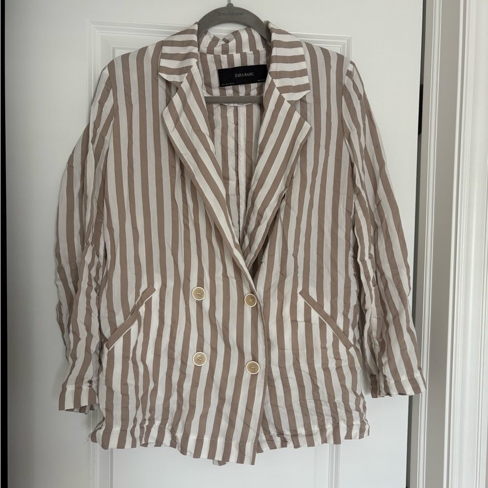 Zara Women’s Striped Tan Blazer size small